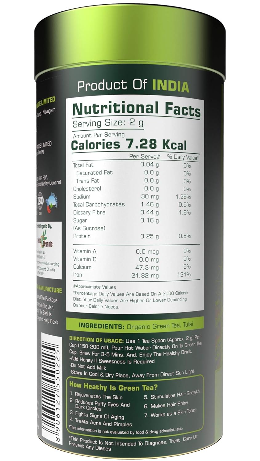 Alpino Health Foods Certified Organic Tulsi Green Tea  Rich in Anti-Oxidants | Detox Green Tea