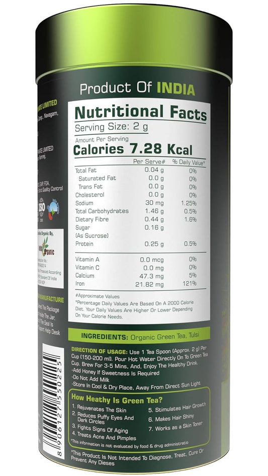 Alpino Health Foods Certified Organic Tulsi Green Tea  Rich in Anti-Oxidants | Detox Green Tea