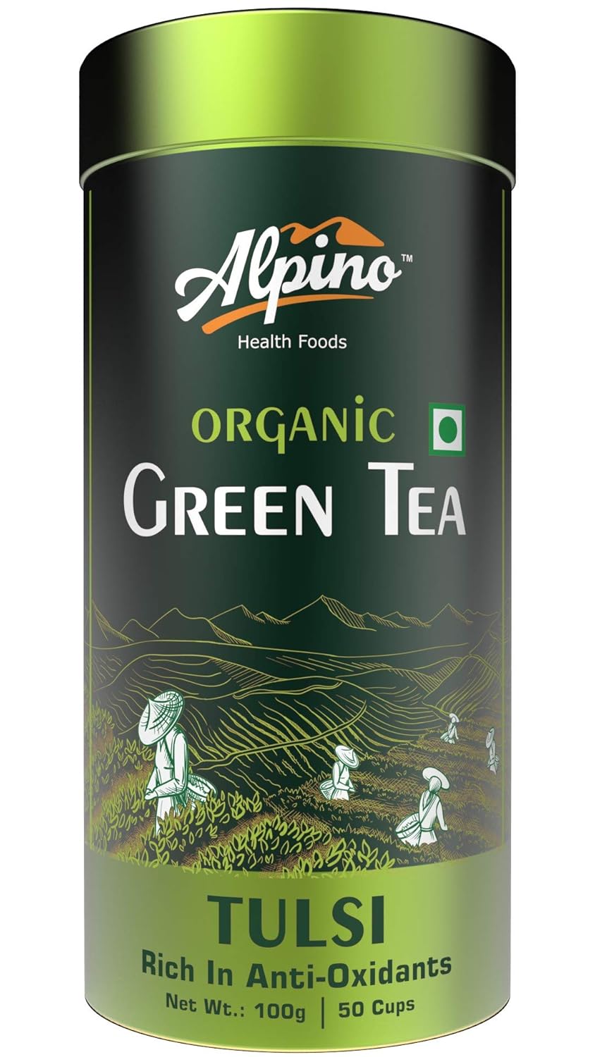 Alpino Health Foods Certified Organic Tulsi Green Tea  Rich in Anti-Oxidants | Detox Green Tea