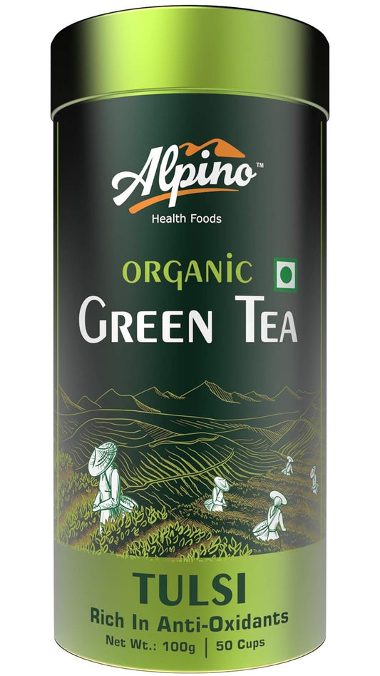 Alpino Health Foods Certified Organic Tulsi Green Tea  Rich in Anti-Oxidants | Detox Green Tea
