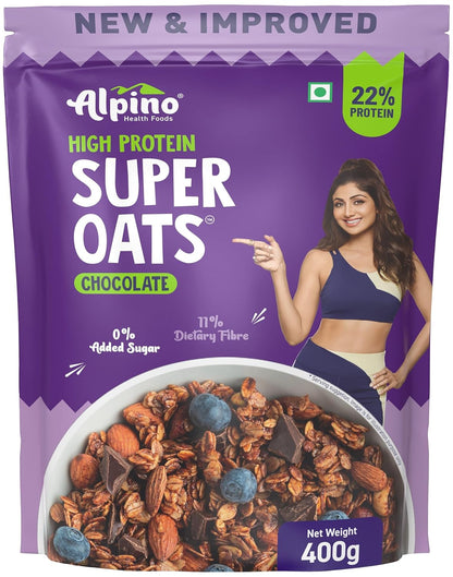 ALPINO 24% High Protein Super Rolled Oats | Rolled Oats & Natural Peanut Butter |24g Protein| Source of Dietary Fibre & Healthy Fats| No Added Sugar & Salt