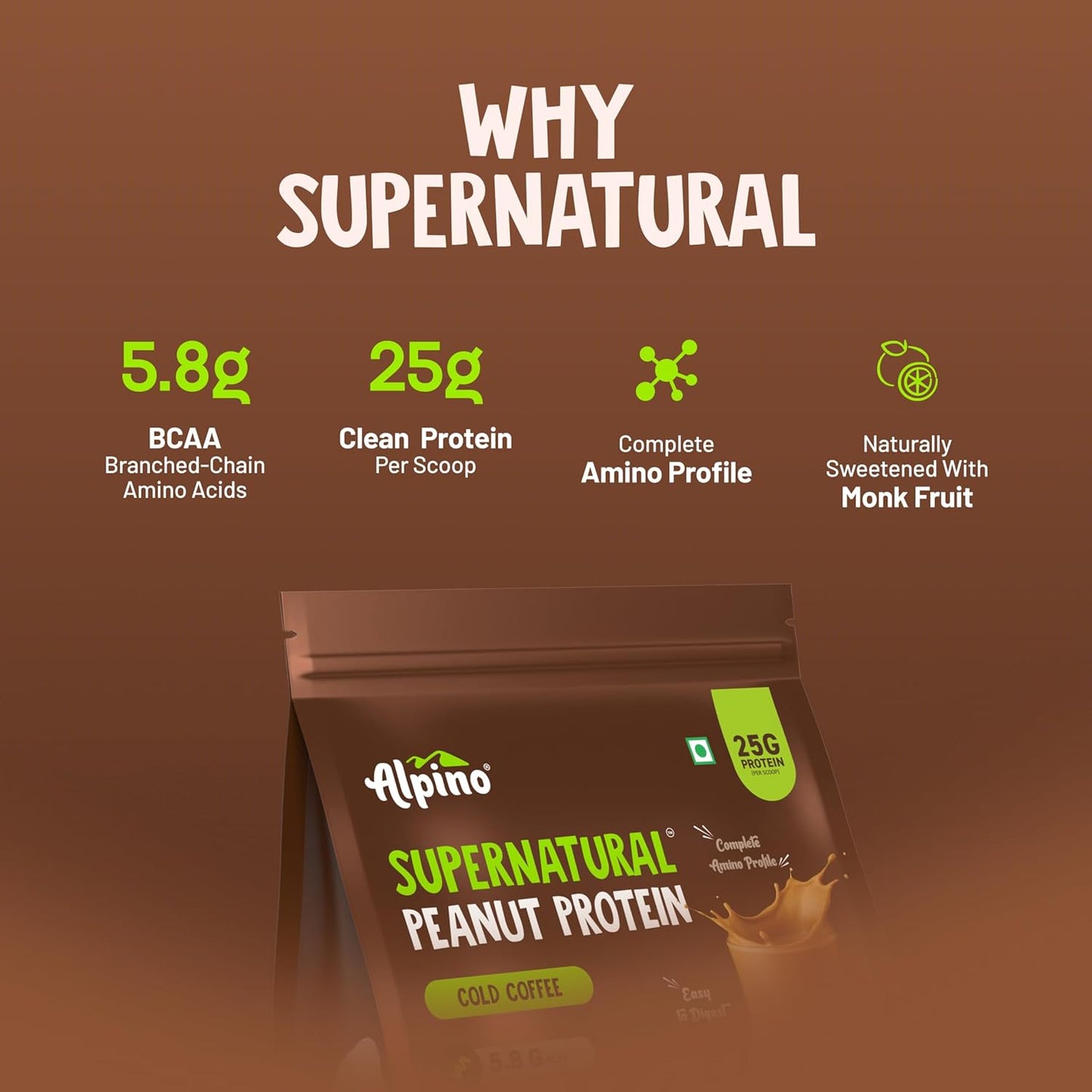 Alpino Supernatural Peanut Protein Powder|Plant Based Protein| Vegan