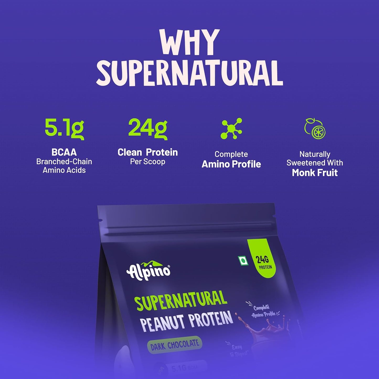 Alpino Supernatural Peanut Protein Powder|Plant Based Protein| Vegan