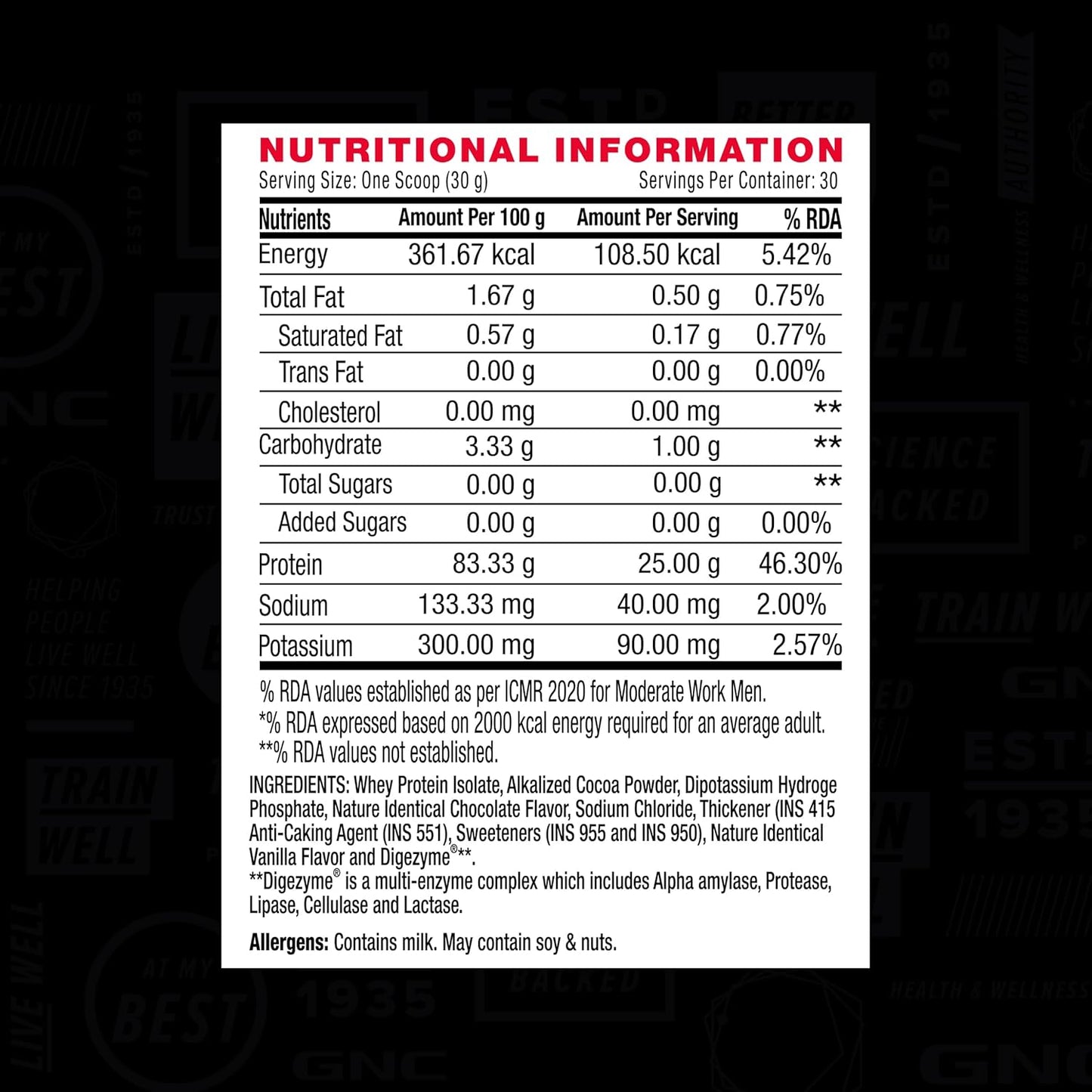 GNC Amp Pure Isolate Zero Carb | Boosts Athletic Performance Builds Lean Muscles | Speeds Up Recovery | Digezyme For Easy Digestion | 25G Protein | 6G Bcaa