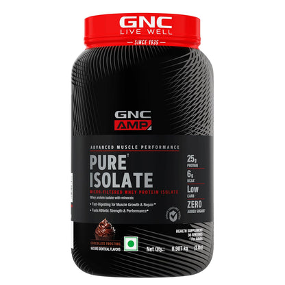 GNC Amp Pure Isolate Zero Carb | Boosts Athletic Performance Builds Lean Muscles | Speeds Up Recovery | Digezyme For Easy Digestion | 25G Protein | 6G Bcaa
