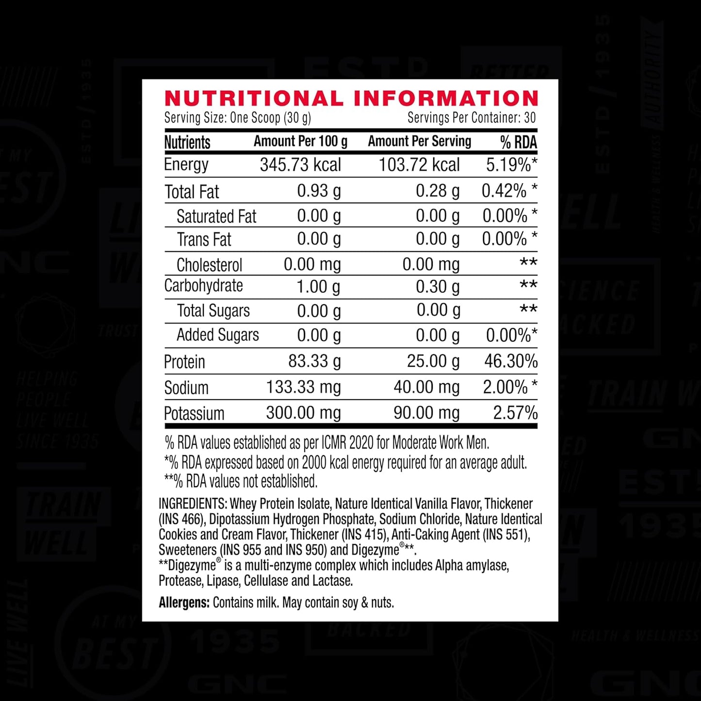 GNC Amp Pure Isolate Zero Carb | Boosts Athletic Performance Builds Lean Muscles | Speeds Up Recovery | Digezyme For Easy Digestion | 25G Protein | 6G Bcaa