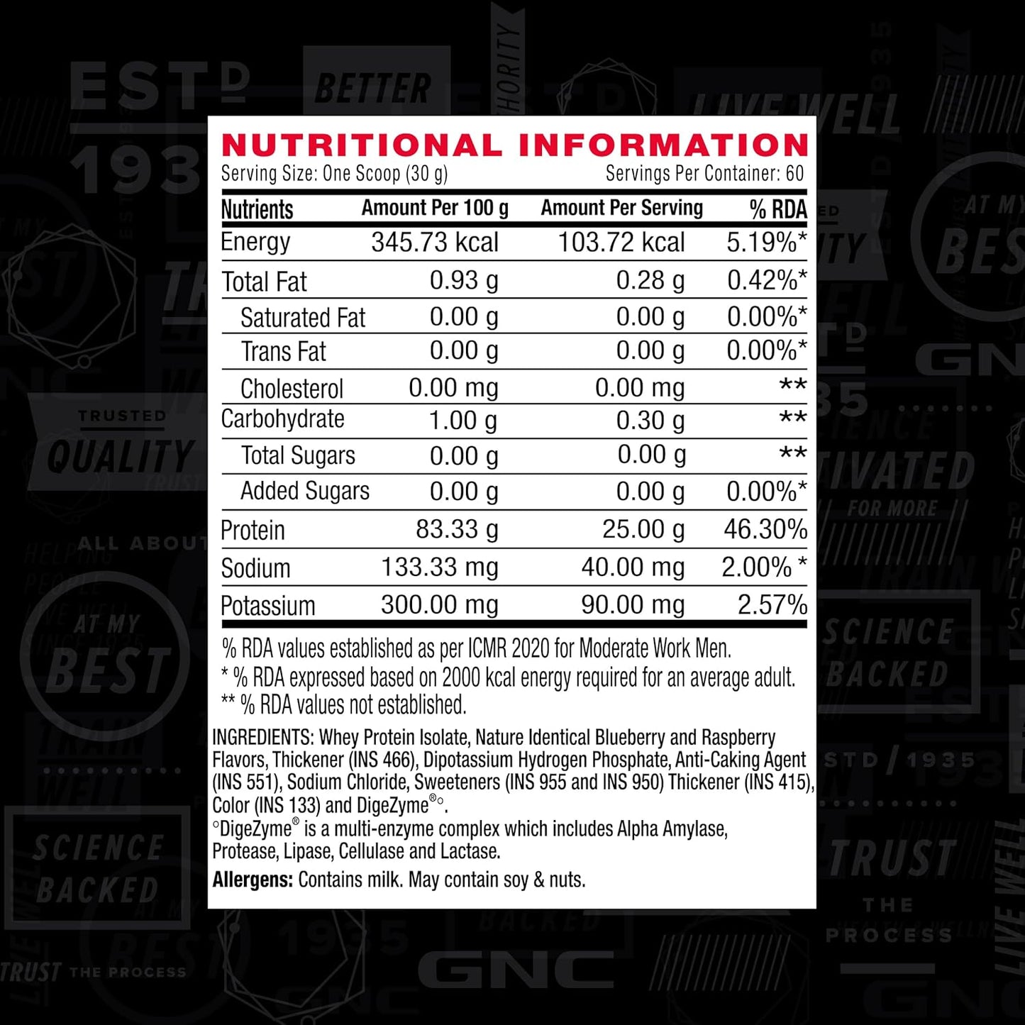 GNC Amp Pure Isolate Zero Carb | Boosts Athletic Performance Builds Lean Muscles | Speeds Up Recovery | Digezyme For Easy Digestion | 25G Protein | 6G Bcaa