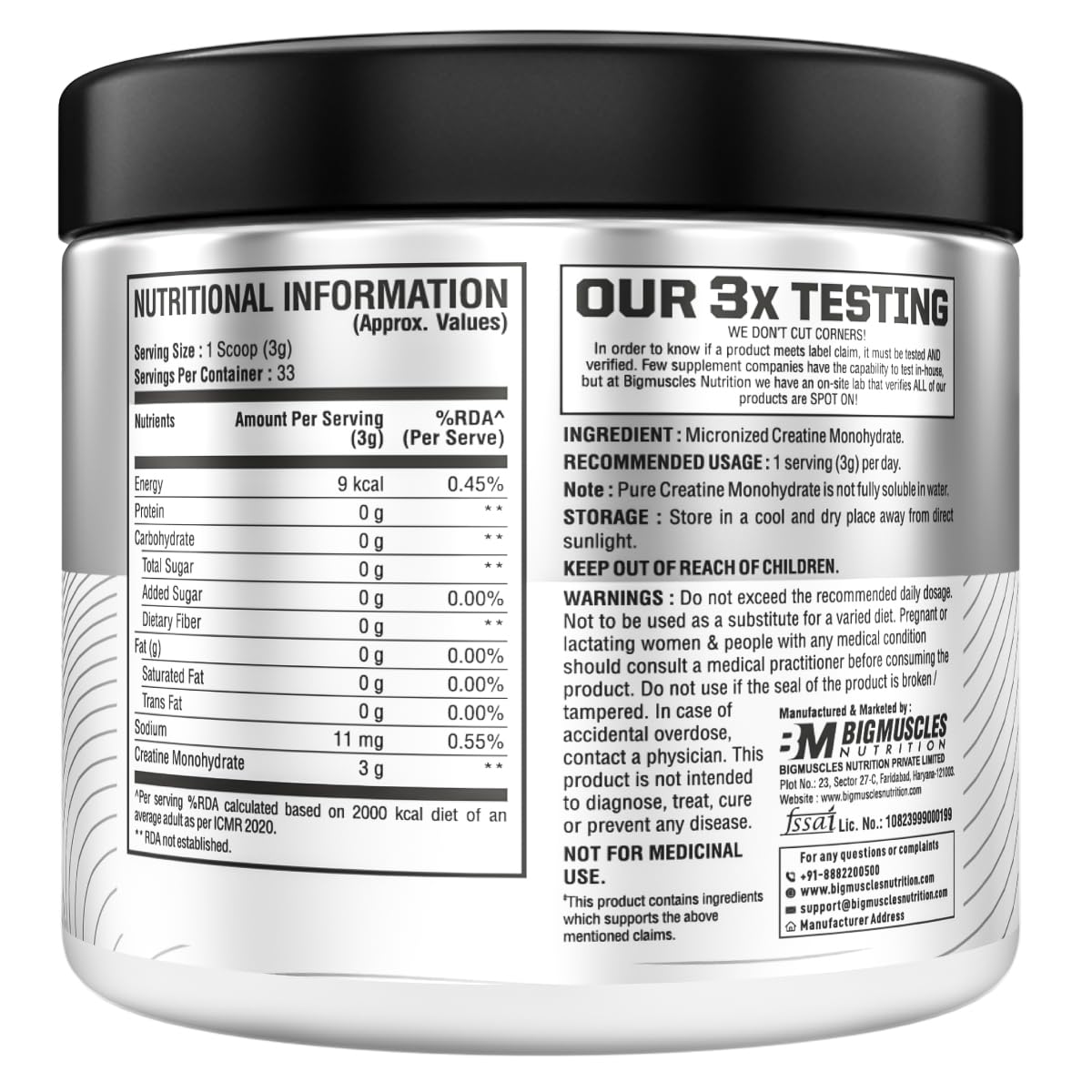 Bigmuscles Nutrition Creatine Monohydrate| Micronised Creatine Powder For Enhanced Muscle Strength With Rapid Absorption | Benchmark Series
