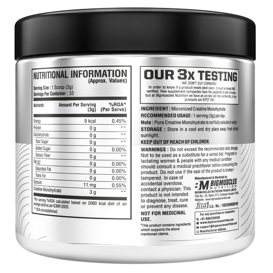 Bigmuscles Nutrition Creatine Monohydrate| Micronised Creatine Powder For Enhanced Muscle Strength With Rapid Absorption | Benchmark Series