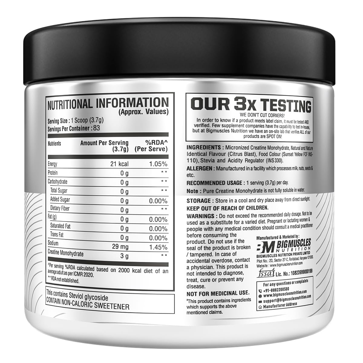 Bigmuscles Nutrition Creatine Monohydrate| Micronised Creatine Powder For Enhanced Muscle Strength With Rapid Absorption | Benchmark Series
