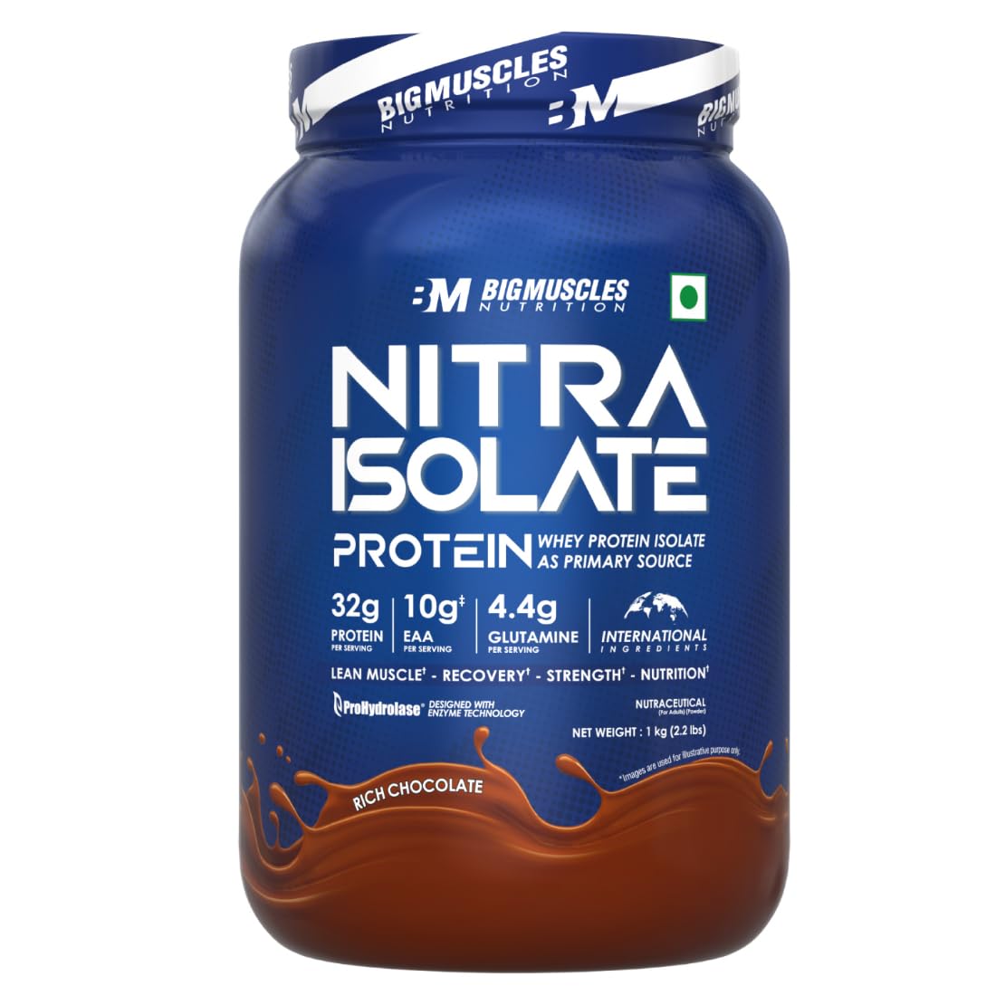 Bigmuscles Nutrition Nitra Isolate | 32g Protein | 10g EAA | Whey Protein with ProHydrolase Enzyme Tech| For Faster Absorption | Improved Strength| Faster Recovery & Muscle Building