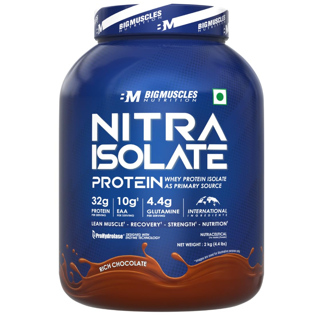 Bigmuscles Nutrition Nitra Isolate | 32g Protein | 10g EAA | Whey Protein with ProHydrolase Enzyme Tech| For Faster Absorption | Improved Strength| Faster Recovery & Muscle Building