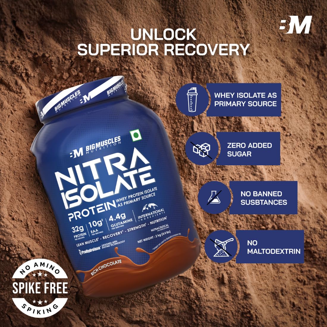 Bigmuscles Nutrition Nitra Isolate | 32g Protein | 10g EAA | Whey Protein with ProHydrolase Enzyme Tech| For Faster Absorption | Improved Strength| Faster Recovery & Muscle Building