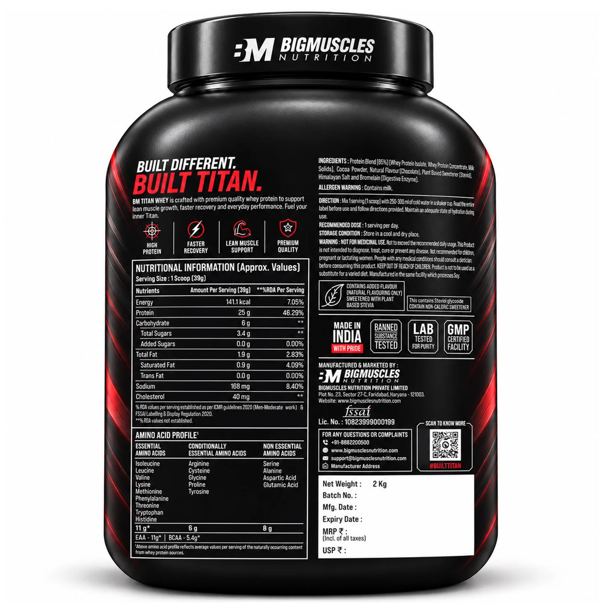 Bigmuscles Nutrition Titan Whey | 25g Protein | Blend Protein