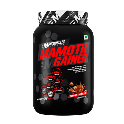 Bigmuscles Nutrition Mamoth Gainer Powder | High Protein Muscle Mass & Weight Gainer | With Vitamins & Minerals, Creatine & Digestive Enzymes