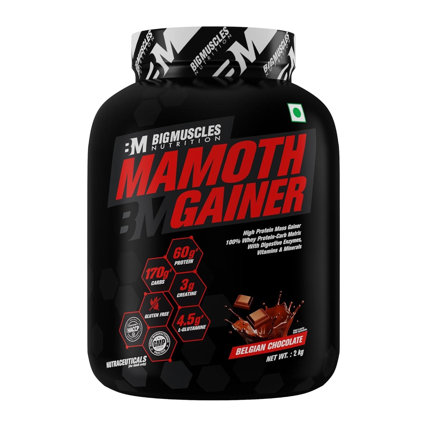 Bigmuscles Nutrition Mamoth Gainer Powder | High Protein Muscle Mass & Weight Gainer | With Vitamins & Minerals, Creatine & Digestive Enzymes