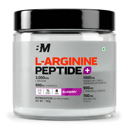 Bigmuscles Nutrition L-Arginine + Peptides | Arginine Powder with Superior Grade Magnesium| Electrolytes| Tyrosine & Vitamin D3