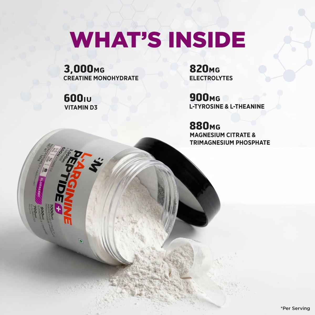 Bigmuscles Nutrition L-Arginine + Peptides | Arginine Powder with Superior Grade Magnesium| Electrolytes| Tyrosine & Vitamin D3