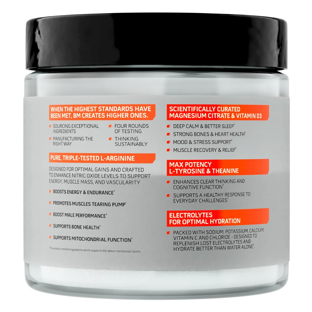 Bigmuscles Nutrition L-Arginine + Peptides | Arginine Powder with Superior Grade Magnesium| Electrolytes| Tyrosine & Vitamin D3