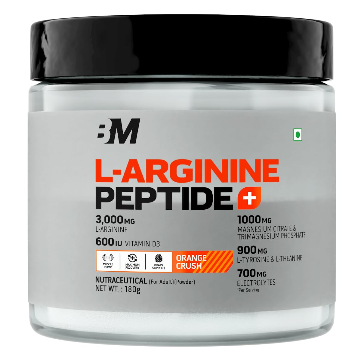 Bigmuscles Nutrition L-Arginine + Peptides | Arginine Powder with Superior Grade Magnesium| Electrolytes| Tyrosine & Vitamin D3