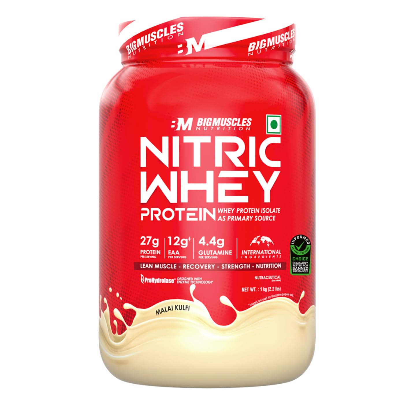 Bigmuscles Nutrition Nitric Whey protein | 27g Isolate Whey Protein | ProHydrolase Enzyme Tech. for Faster Absorption & Lean Muscle Growth