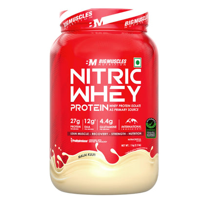 Bigmuscles Nutrition Nitric Whey protein | 27g Isolate Whey Protein | ProHydrolase Enzyme Tech. for Faster Absorption & Lean Muscle Growth