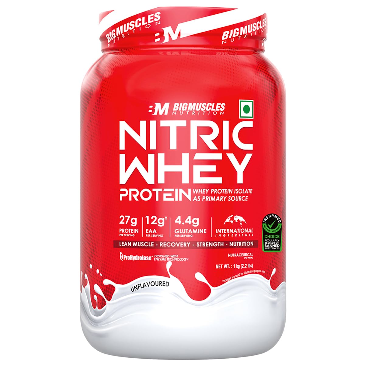 Bigmuscles Nutrition Nitric Whey protein | 27g Isolate Whey Protein | ProHydrolase Enzyme Tech. for Faster Absorption & Lean Muscle Growth