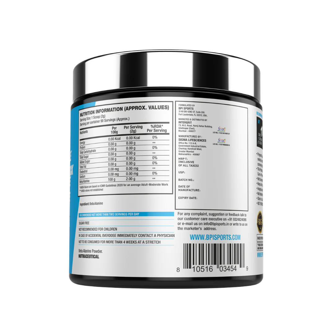 BPI Beta Alanine |180 Gms | Unflavoured