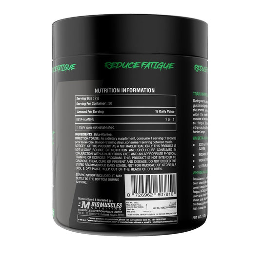 Bigmuscles Nutrition Beta-Alanine Powder [50 Servings] | Supports Increased Performance| Lean Mass Gains| Workout Capacity| Strength & Endurance