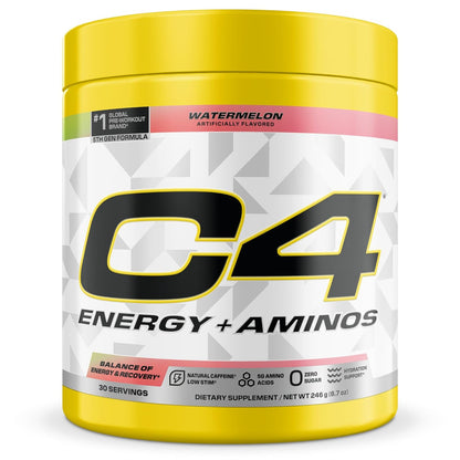 Cellucor C4 Energy + Aminos Powder | 5g BCAAs & EAAs for Muscle Recovery| 3 Electrolytes for Hydration| 100mg Natural Caffeine | Pre Workout | Zero Sugar