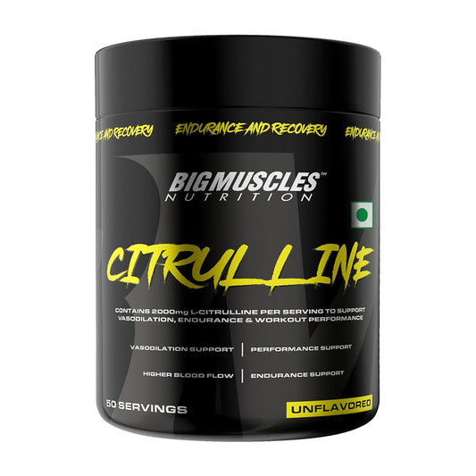 Bigmuscles Nutrition Citrulline Malate [50 Servings] |2000 mg | Pre Workout powder| Enhance Muscle Pumps | Improve Muscle Vascularity | Nitric Oxide Booster | Train Harder For Longer Hours