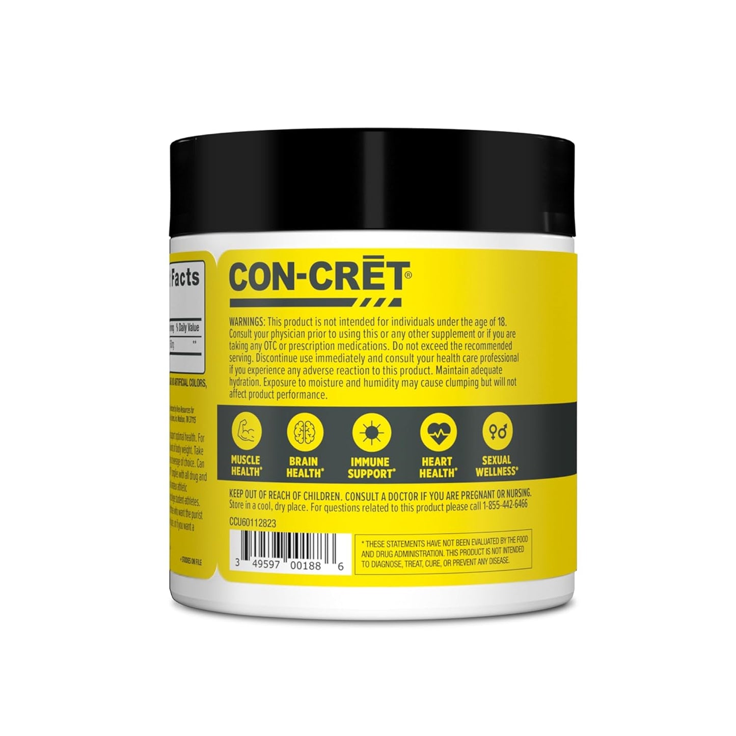CON-CRET Concentrated Creatine | Pure Creatine HCL supports Muscle| Cognitive| Cellular Energy | USA Made & NSF Certified