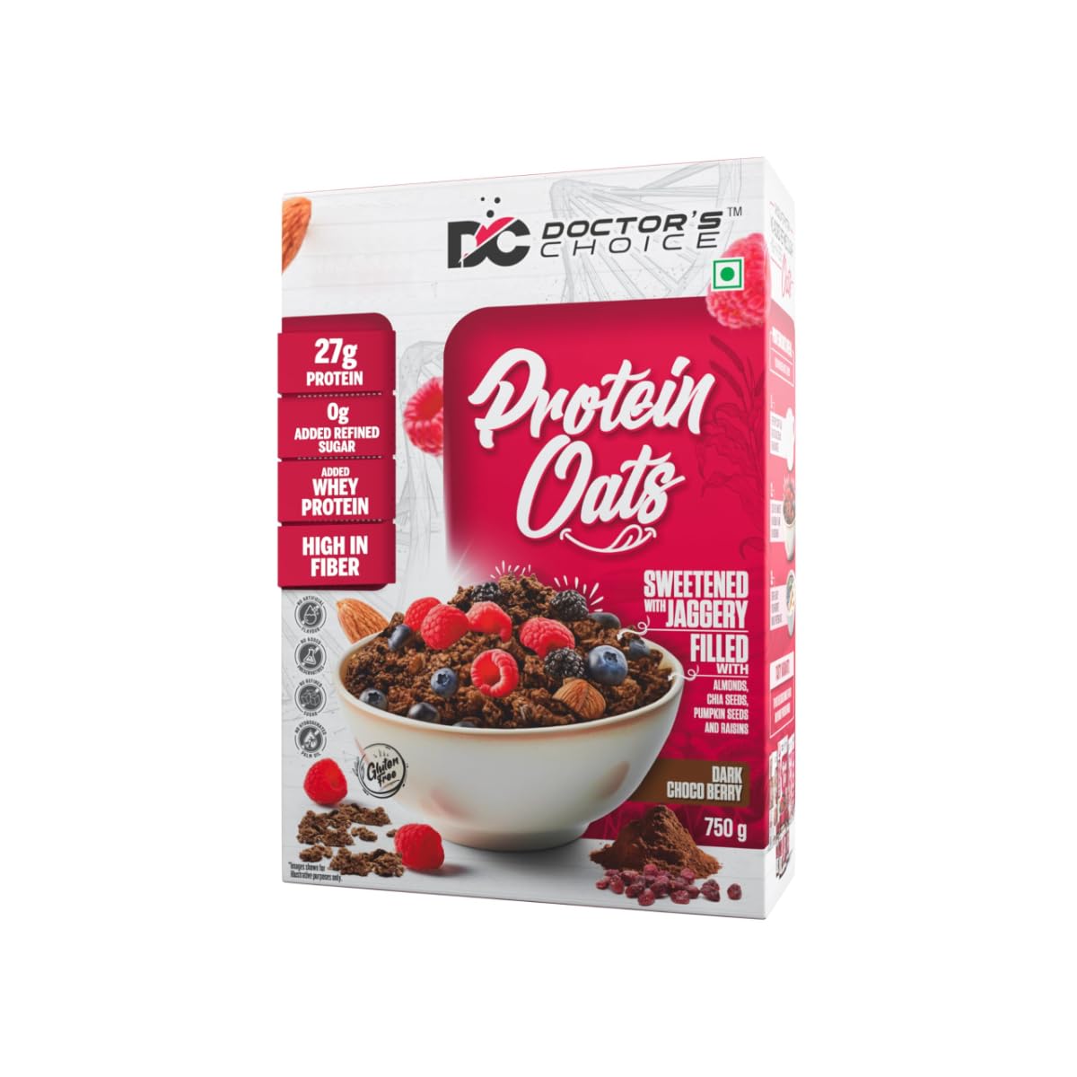 Doctors Choice High Protein Oats| 27g Protein Oatmeal | No Added Sugar | Gluten Free | High Fiber Healthy Breakfast Oats