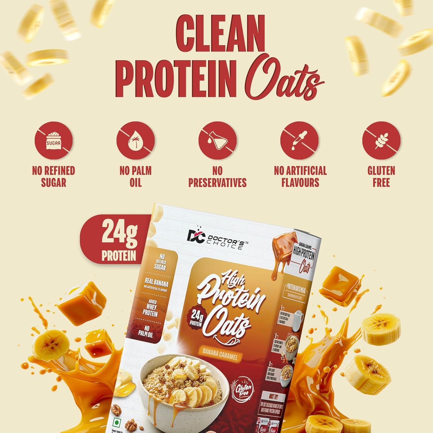 Doctors Choice High Protein Oats| 27g Protein Oatmeal | No Added Sugar | Gluten Free | High Fiber Healthy Breakfast Oats