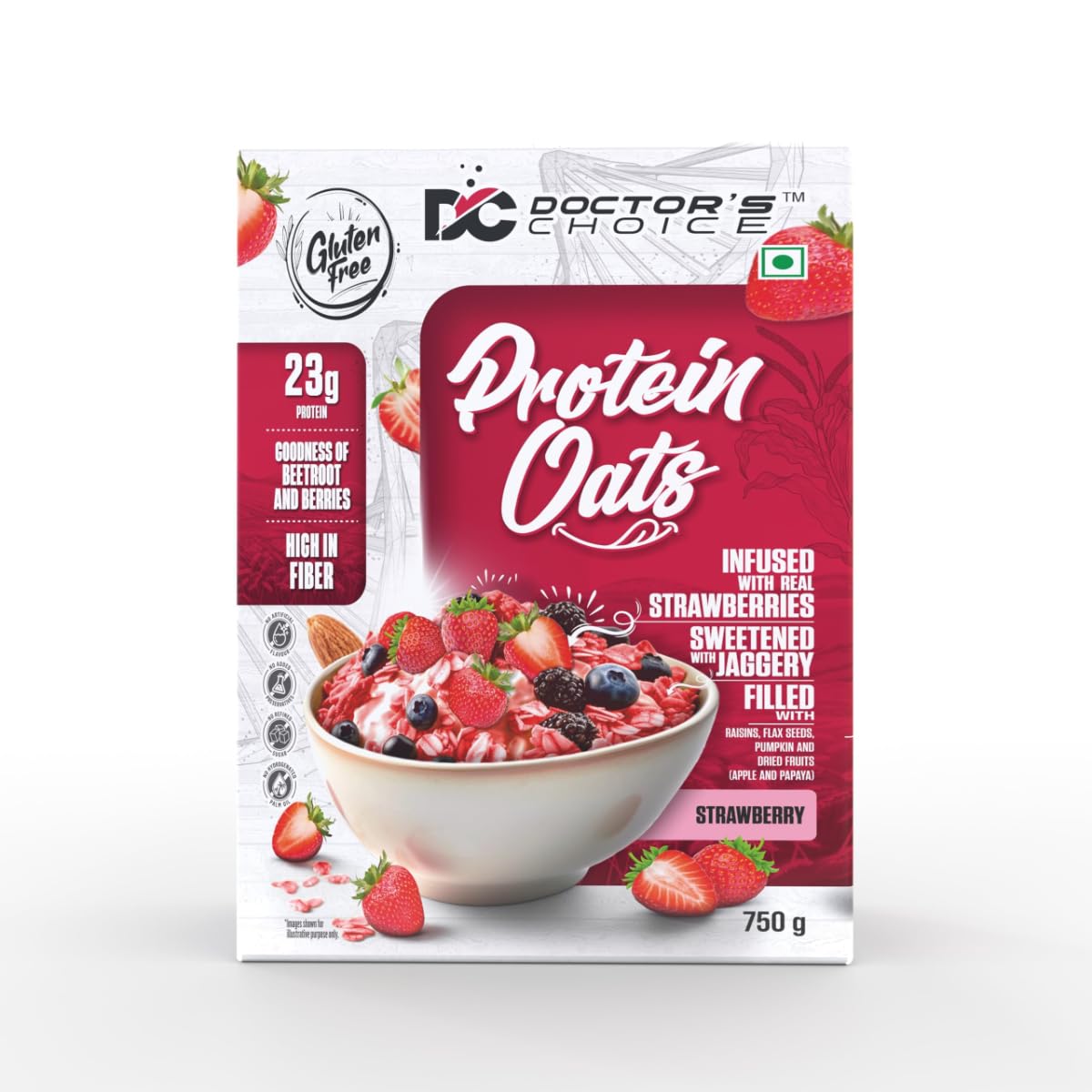 Doctors Choice High Protein Oats| 27g Protein Oatmeal | No Added Sugar | Gluten Free | High Fiber Healthy Breakfast Oats