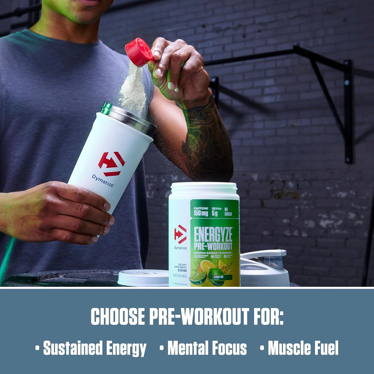 Dymatize Energyze Pre Workout Powder for Men and Women| 150mg Caffeine| 5g BCAAs | Performance Blend of L-Theanine, L-Tyrosine, L-Citrulline| No Sugar