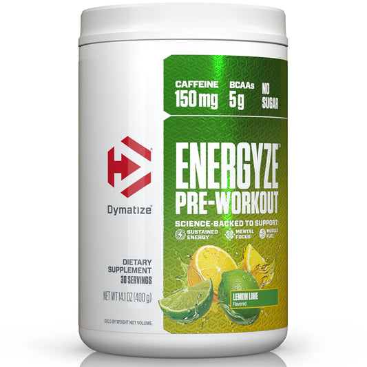 Dymatize Energyze Pre Workout Powder for Men and Women| 150mg Caffeine| 5g BCAAs | Performance Blend of L-Theanine, L-Tyrosine, L-Citrulline| No Sugar