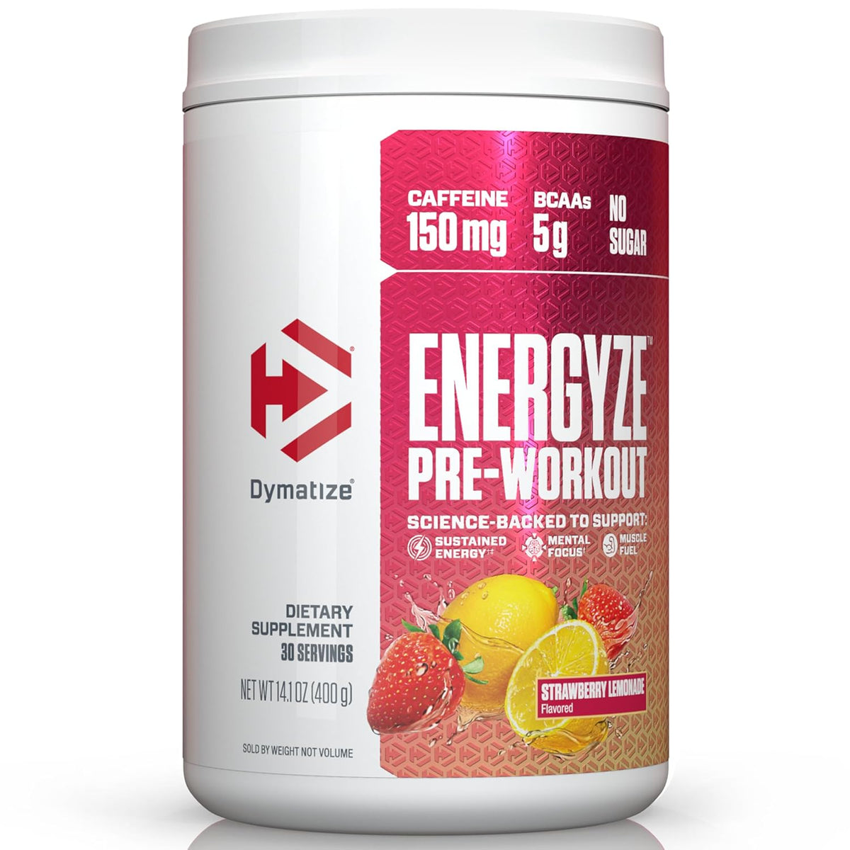 Dymatize Energyze Pre Workout Powder for Men and Women| 150mg Caffeine| 5g BCAAs | Performance Blend of L-Theanine, L-Tyrosine, L-Citrulline| No Sugar