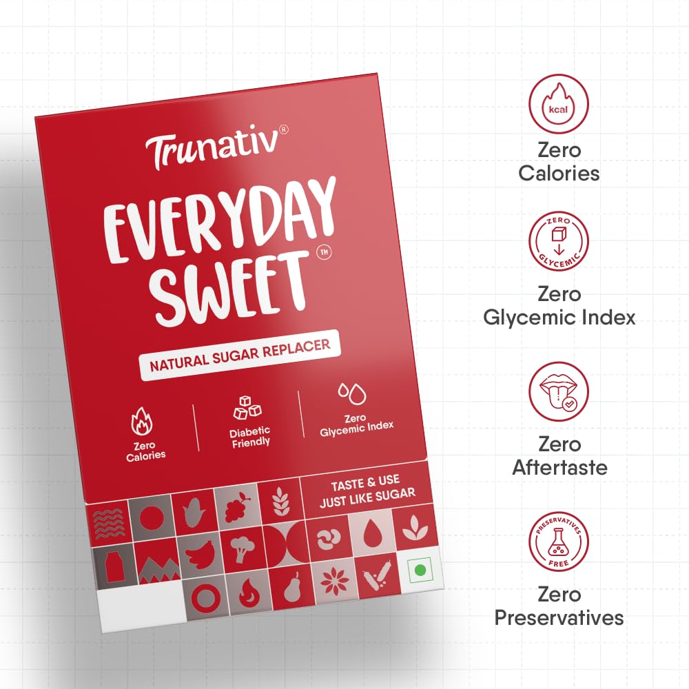 Trunativ Everyday Sweet | Monk Fruit Sweetener Powder | Zero-Calorie Sugar Substitute | 1:1 Sugar Replacer for Cooking & Baking | Diabetic & Keto Friendly