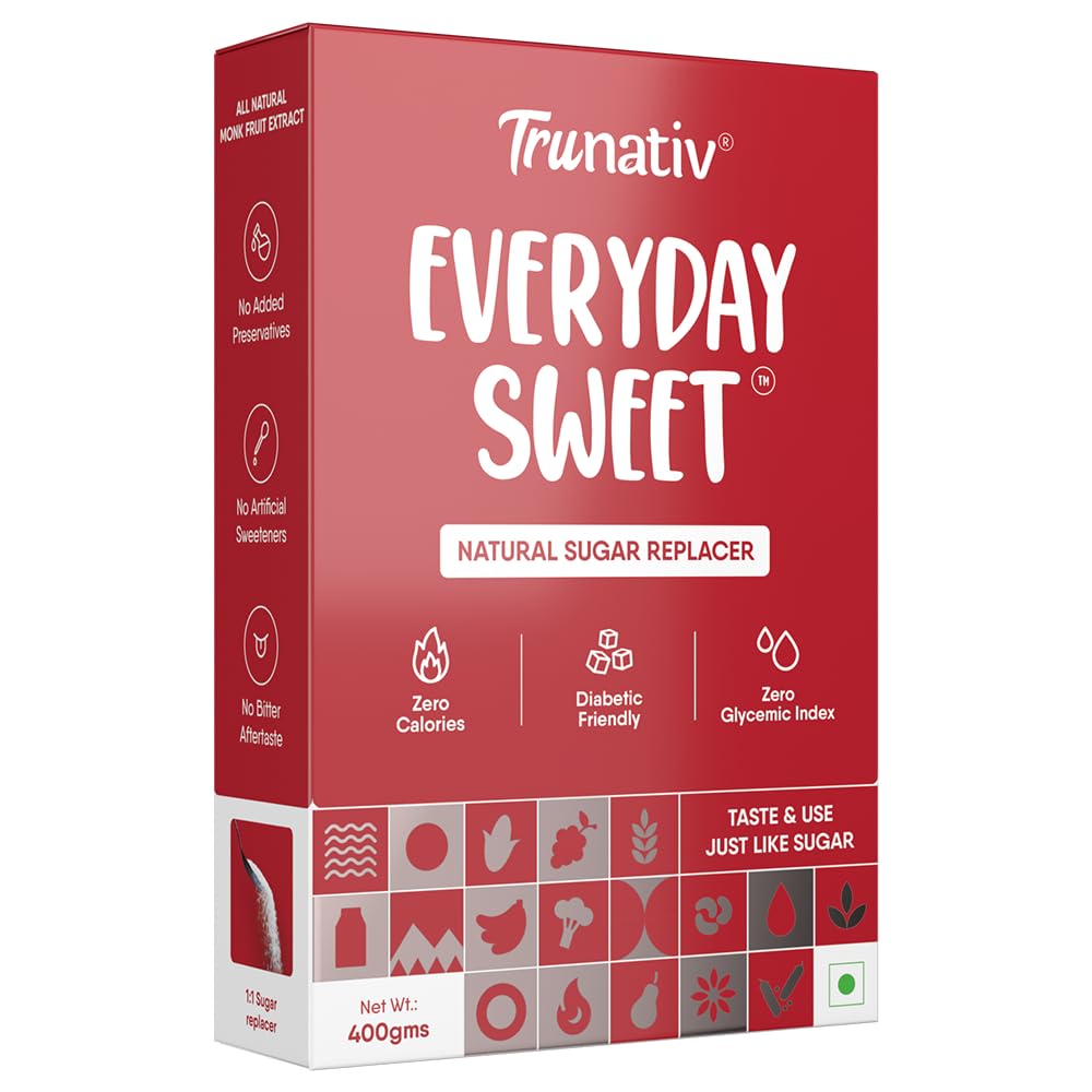 Trunativ Everyday Sweet | Monk Fruit Sweetener Powder | Zero-Calorie Sugar Substitute | 1:1 Sugar Replacer for Cooking & Baking | Diabetic & Keto Friendly