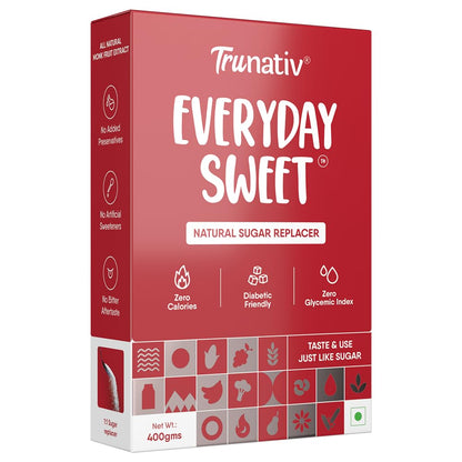 Trunativ Everyday Sweet | Monk Fruit Sweetener Powder | Zero-Calorie Sugar Substitute | 1:1 Sugar Replacer for Cooking & Baking | Diabetic & Keto Friendly