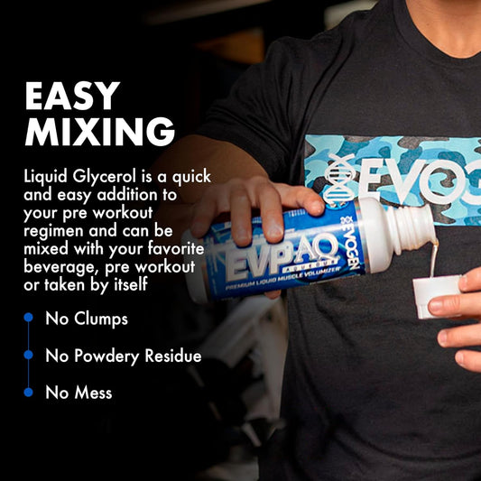 Evogen EVP AQ - Liquid Glycerol Muscle Volumizer | Pre Workout for Pumps| Vascularity & Hydration | Premium Preworkout for Men & Women