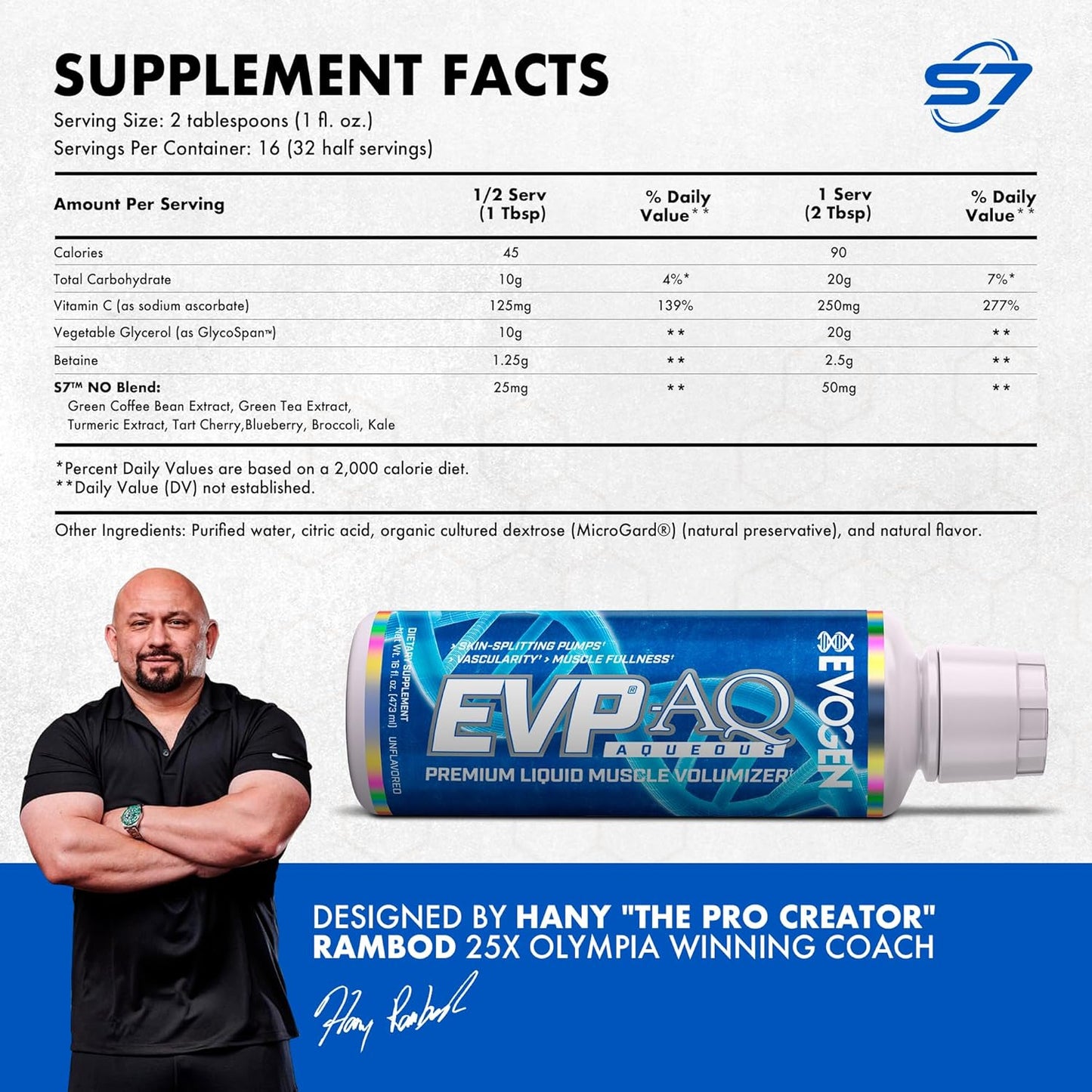 Evogen EVP AQ - Liquid Glycerol Muscle Volumizer | Pre Workout for Pumps| Vascularity & Hydration | Premium Preworkout for Men & Women