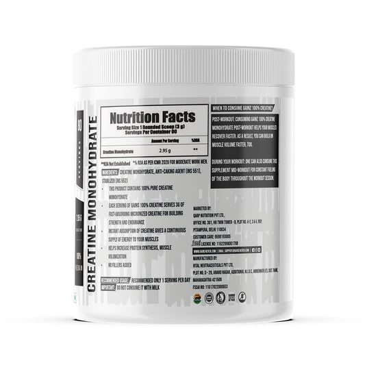 GAINZ4EVER Micronized Creatine Monohydrate Powder | 100% Pure | Supports Muscle Growth |Strength & Power | Rapid Absorption Pre/Post-Workout Supplement