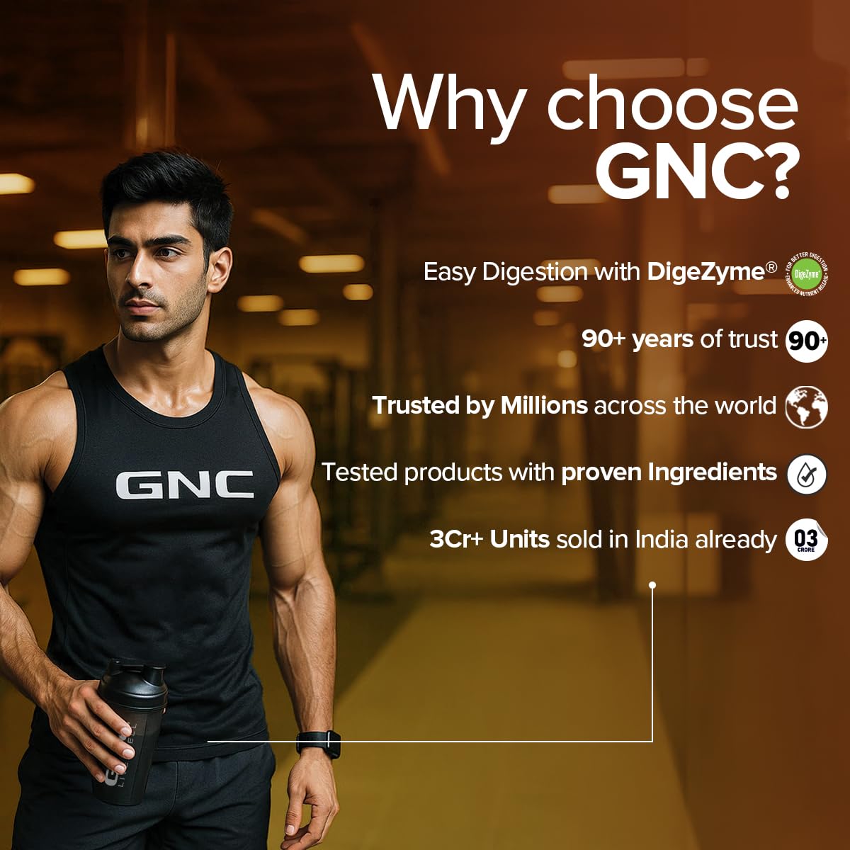 GNC Select Advanced | 24g Whey Protein & 10.5g EAAs | Isolate & Concentrate Blend Sourced from Indian Dairies | Zero Added Sugar | No Soy | Supports Muscle Growth| Recovery & Strength | Enhanced with DigeZyme® for Better Digestion & Easy Absorption
