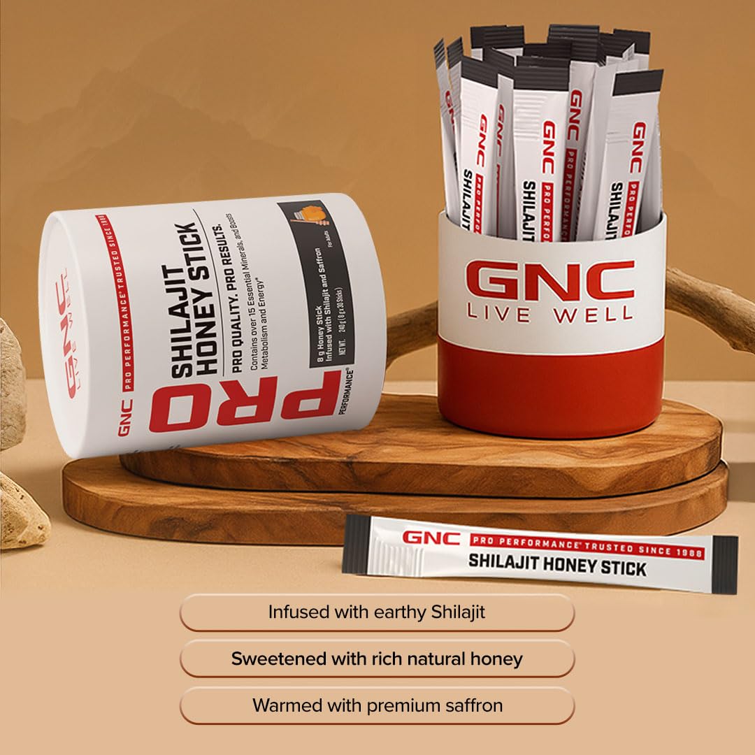 GNC Shilajit Honey Stick | Ayurvedic Energy Booster with Pure Shilajit Resin| Saffron & Natural Honey | Natural Strength| Stamina & Vitality