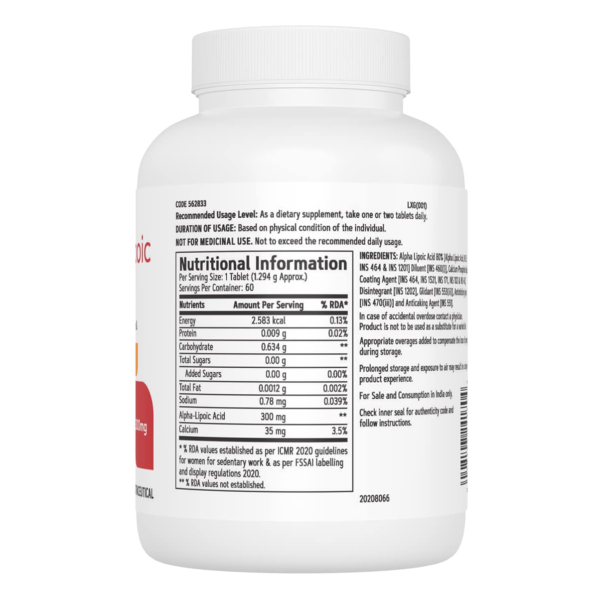 GNC Alpha-Lipoic Acid 300mg | 60 Veg Tablets | Universal Antioxidant Support | Boosts Energy Levels | Maintains Healthy Blood Sugar Levels | Prevents Signs Of Aging | Supports Brain & Nerve Functions