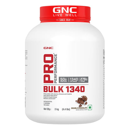 GNC Pro Performance Bulk 1340 Mass Gainer | 50 Gm Protein |Protein-Carbs Ratio of 1:5 For Target Gains | Boosts Muscle Size & Energy | 50g Protein | 279g Carbs | 1340 Cal | 1.5g Creatine | Formulated In USA