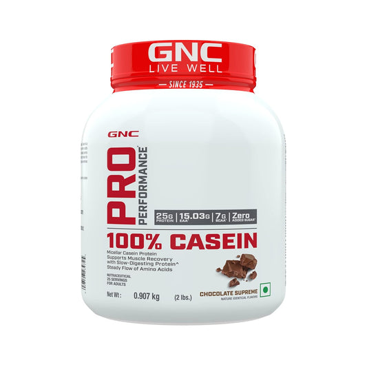 GNC Pro Performance 100% Micellar Casein | 2 lbs | 25 Servings | Overnight Muscle Recovery | Helps Stay Full | DigeZyme® For Easy Digestion | 25g Protein | 15g EAA | 7g BCAA |