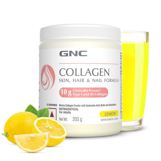 GNC Marine Collagen | India's Only 10g Clinically Proven Collagen | 200g | For Radiant & Youthful Skin| Reduces Fine Lines & Wrinkles| Added Hyaluronic Acid|Biotin & Vitamin C